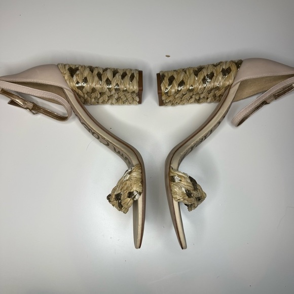 Sam Edelman Yoana Woven Raffia & Leather Sandals Size 10 GUC - Picture 2 of 8
